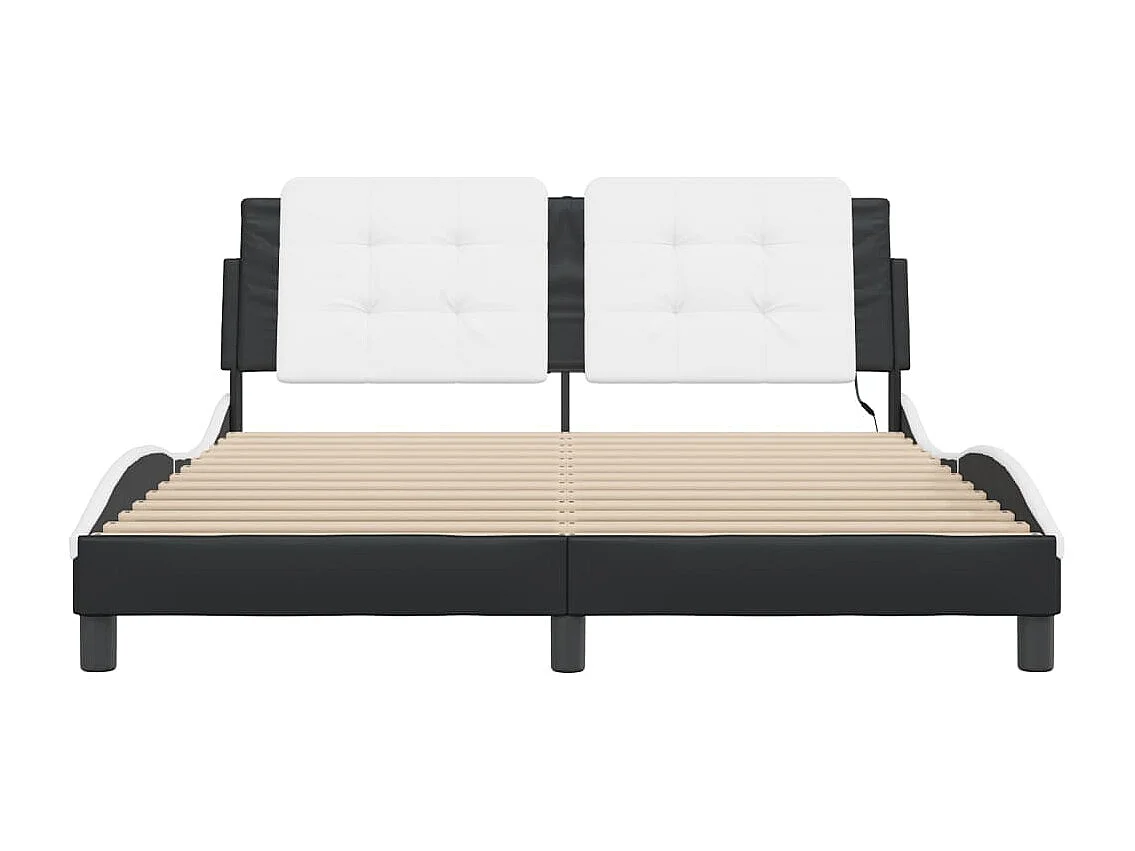 Cadre de lit avec LED sans matelas blanc et noir 160x200 cm