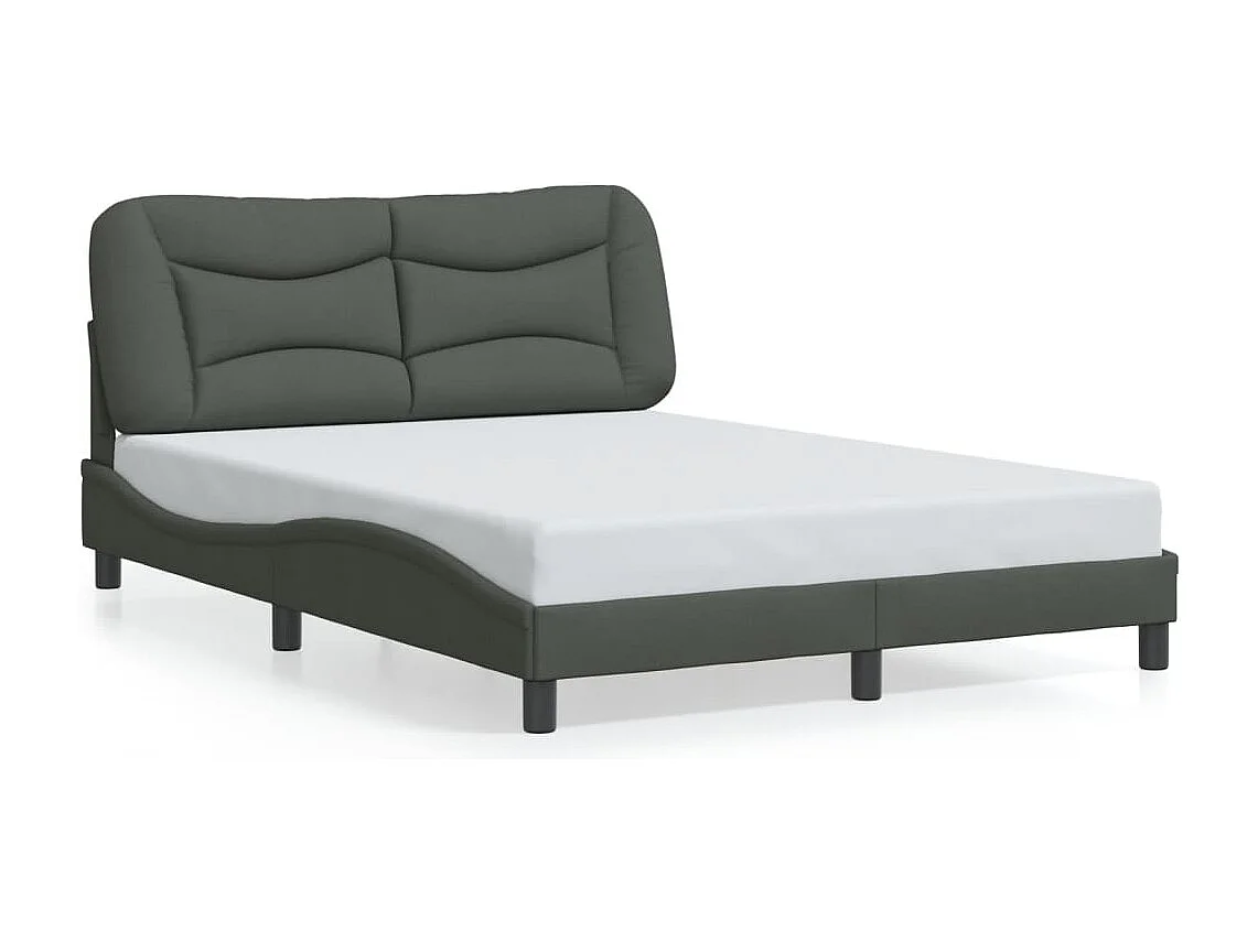 Cadre de lit avec LED sans matelas gris foncé 120x200 cm tissu
