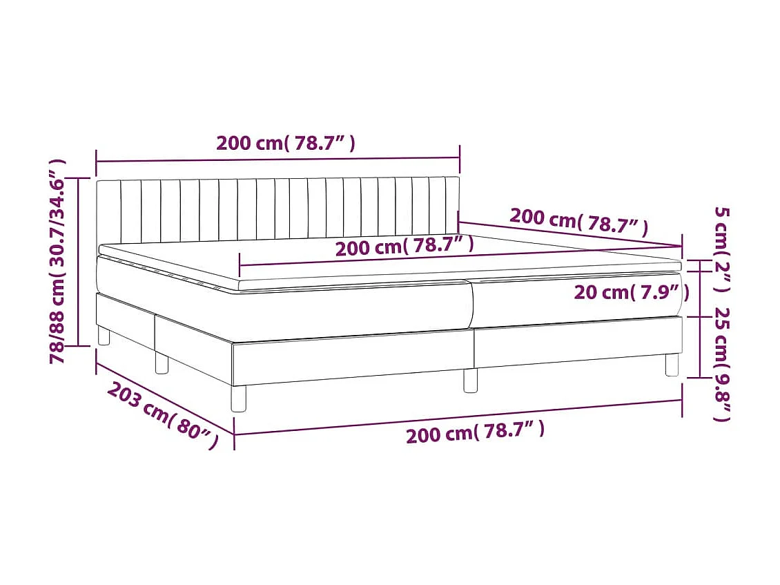 Sommier à lattes de lit avec matelas LED Vert foncé 200x200 cm