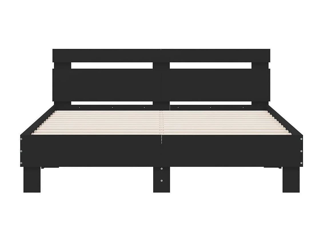 Giroletto con Testiera e LED Nero 140x190 cm