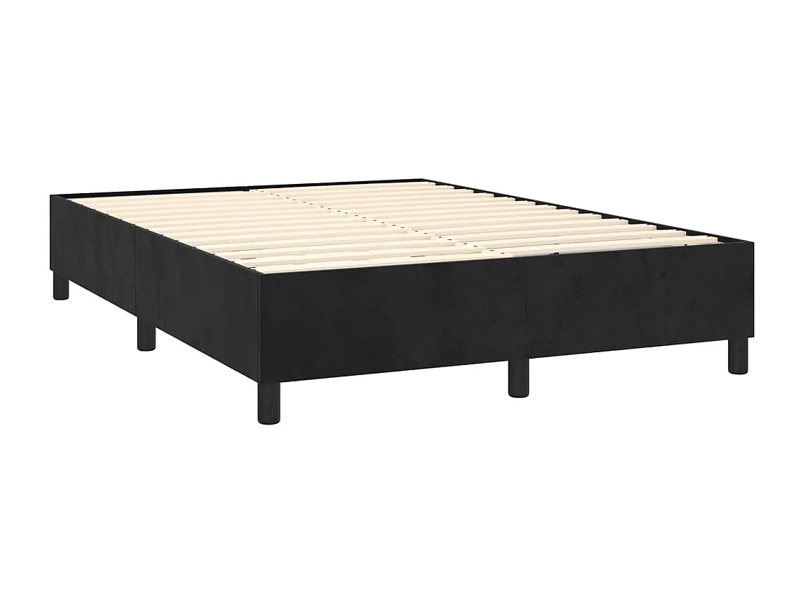 Sommier à lattes de lit matelas et LED Noir 140x200 cm Velours