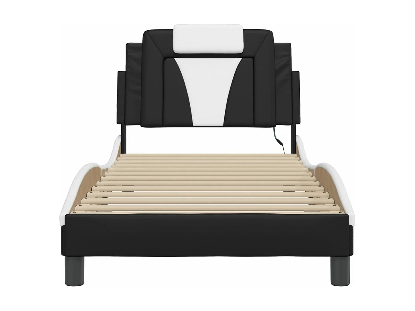 Estructura cama con LED cuero sintético negro blanco 80x200 cm