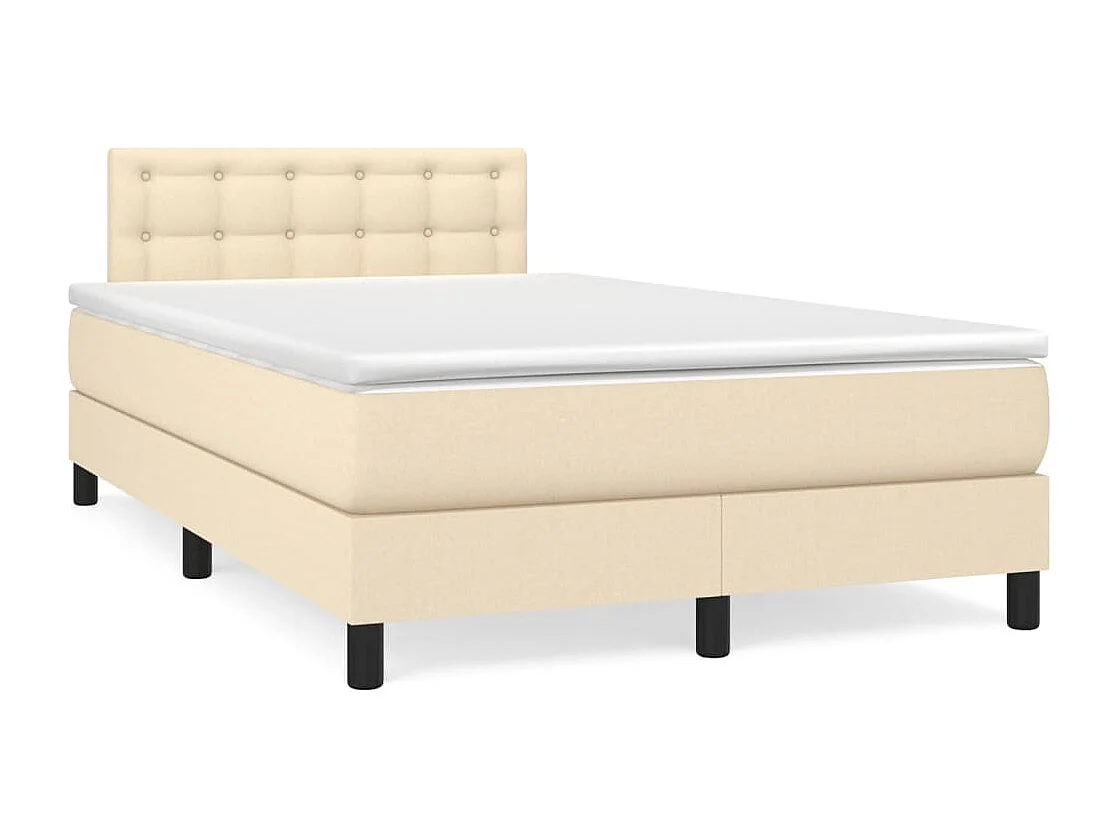 Letto a Molle con Materasso e LED Crema 120x190 cm in Tessuto