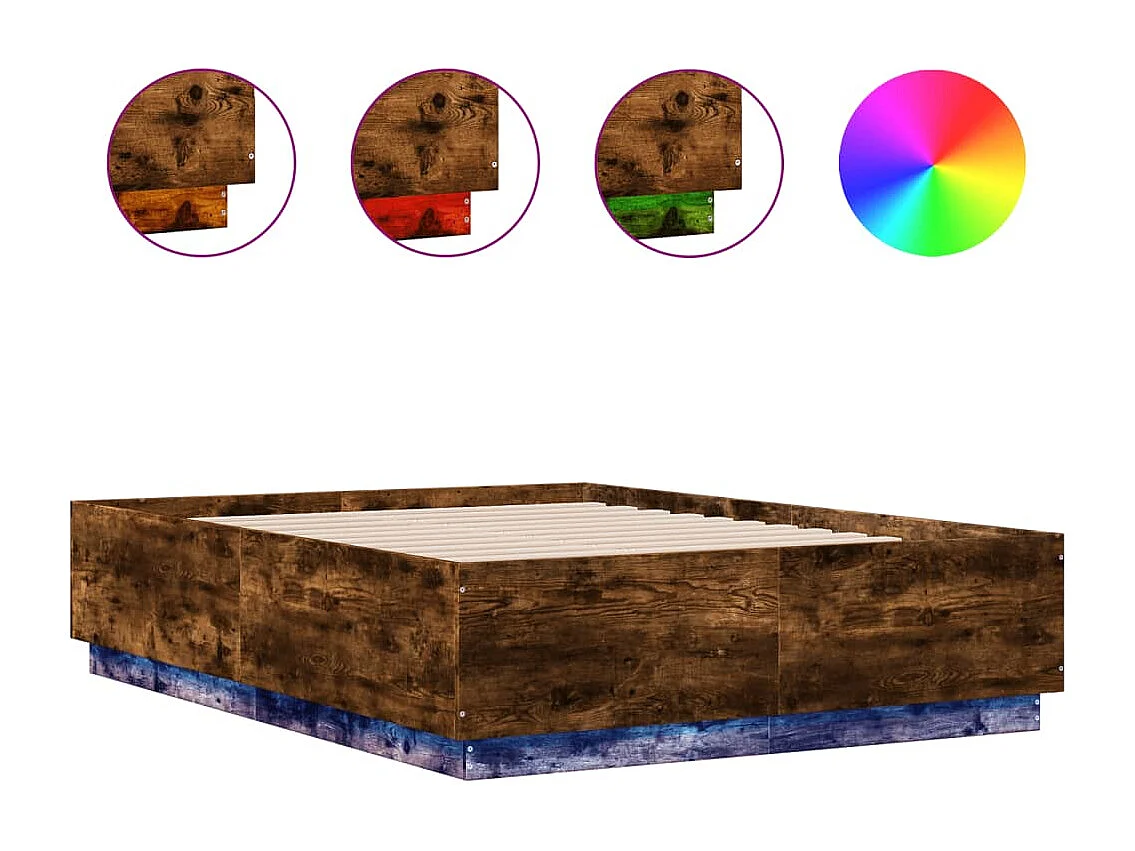 Giroletto con Luci LED Rovere Fumo 120x190 cm Legno Multistrato