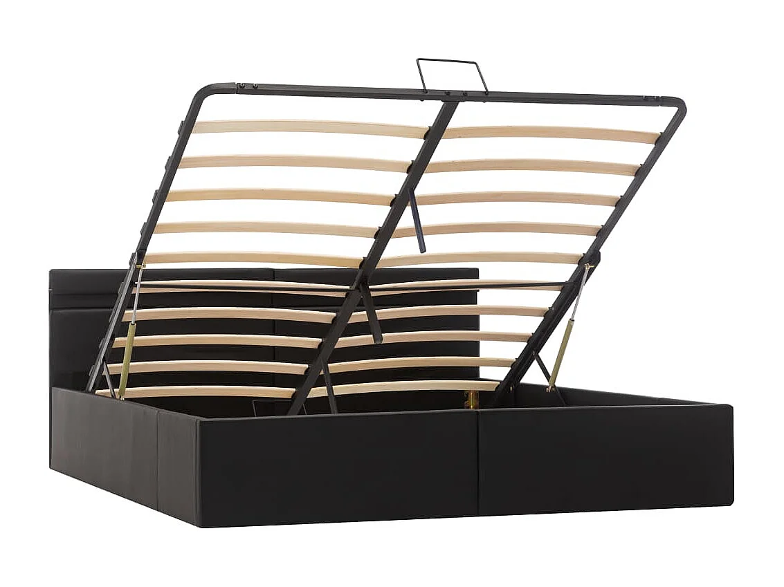 Cadre de lit à rangement hydraulique sans matelas avec LED noir