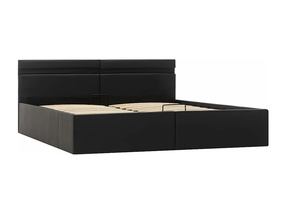 Cadre de lit à rangement hydraulique sans matelas avec LED noir