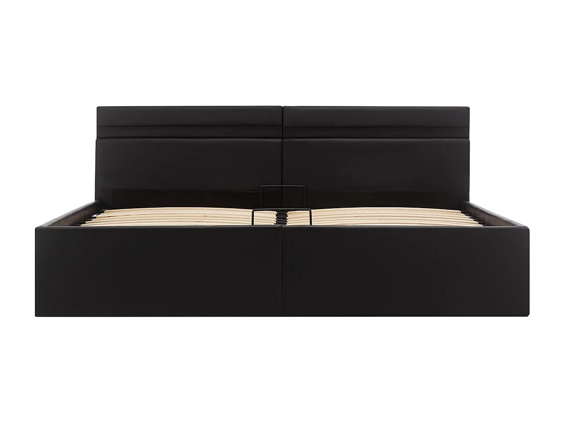 Cadre de lit à rangement hydraulique sans matelas avec LED noir