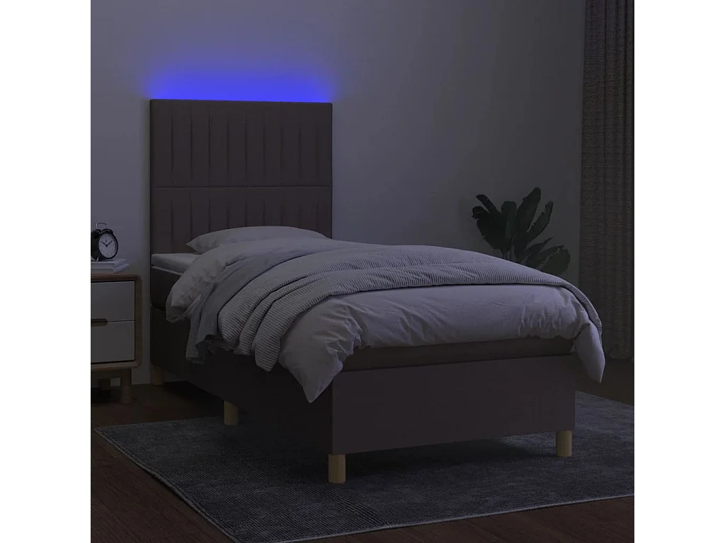 Boxspringbett mit Matratze & LED Taupe 90x190 cm Stoff