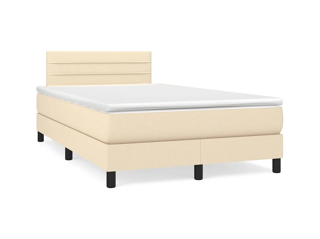 Letto a Molle con Materasso e LED Crema 120x190 cm in Tessuto