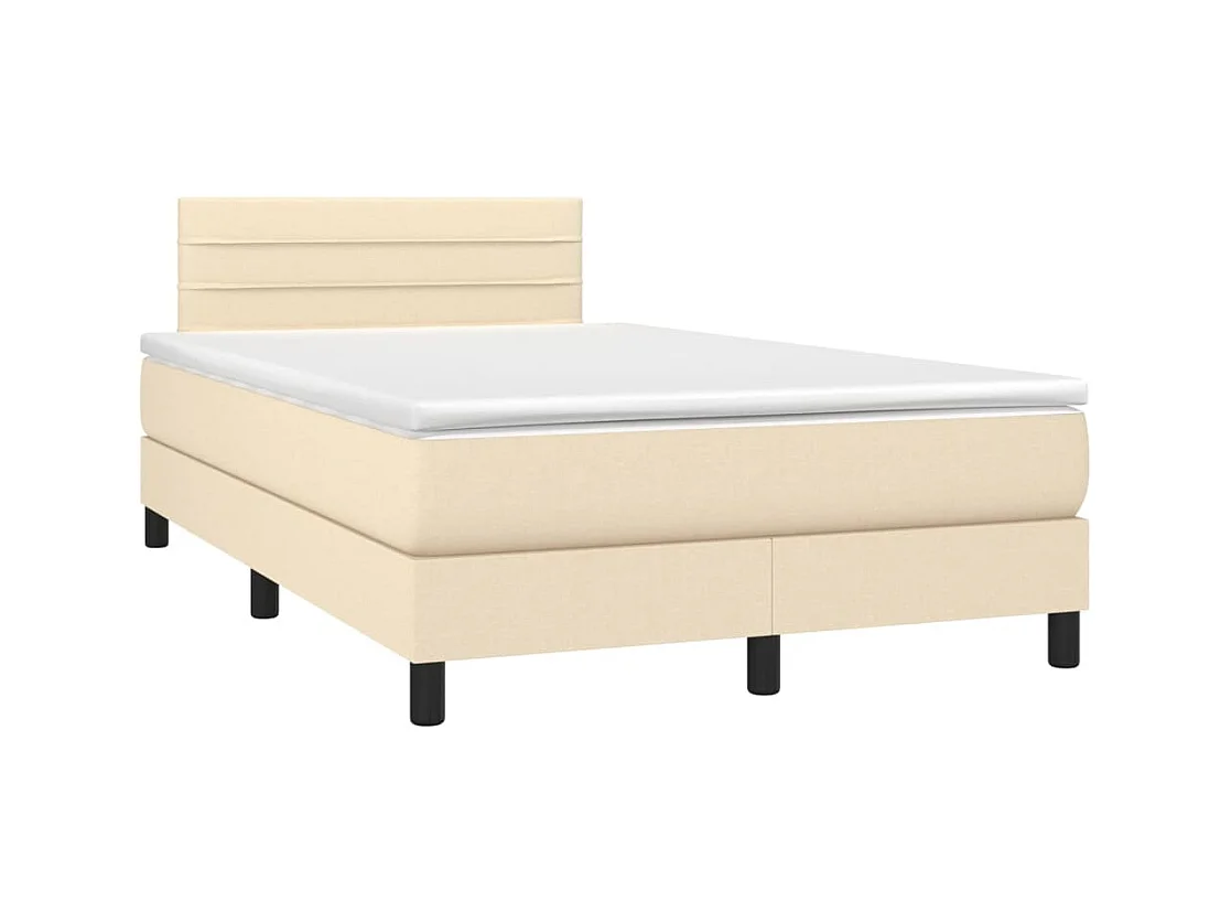 Letto a Molle con Materasso e LED Crema 120x190 cm in Tessuto