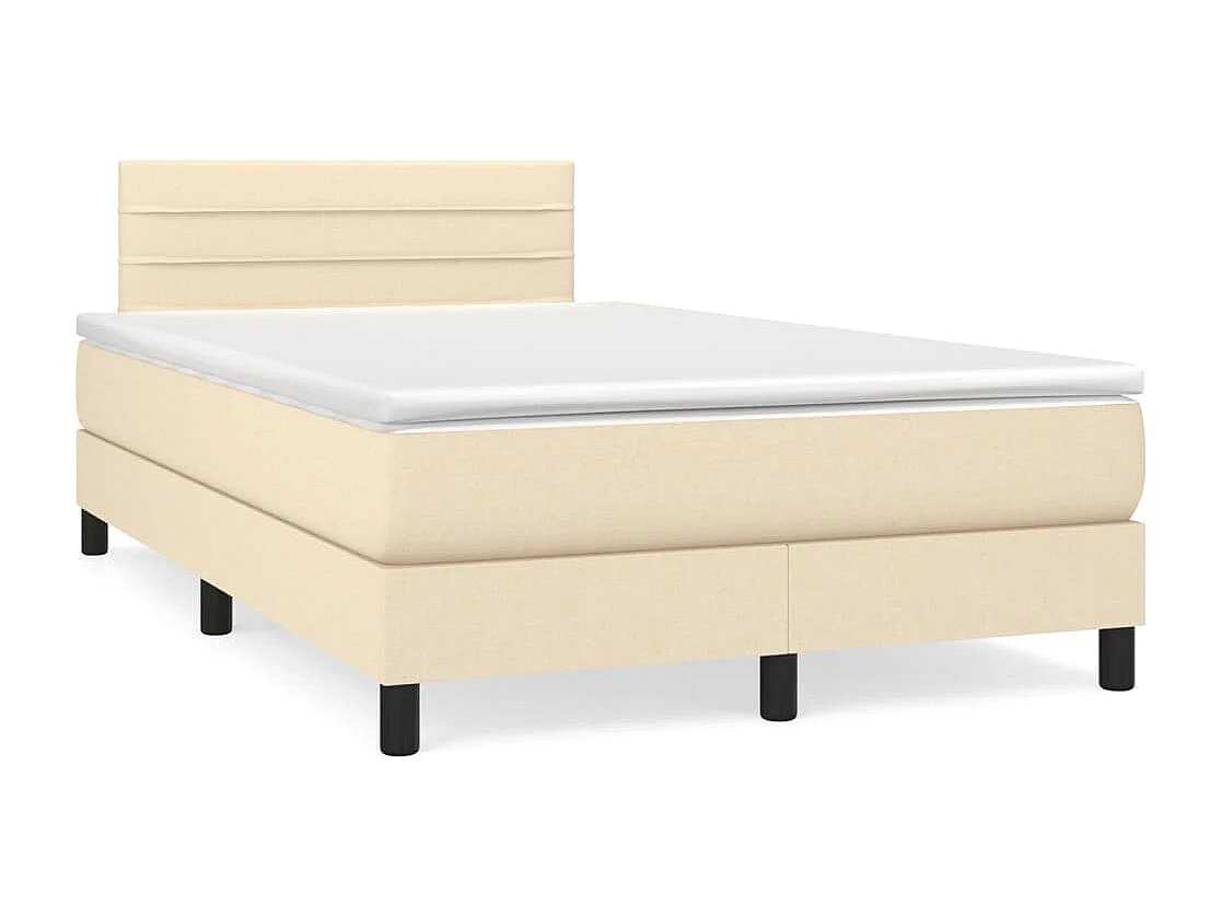 Letto a Molle con Materasso e LED Crema 120x190 cm in Tessuto