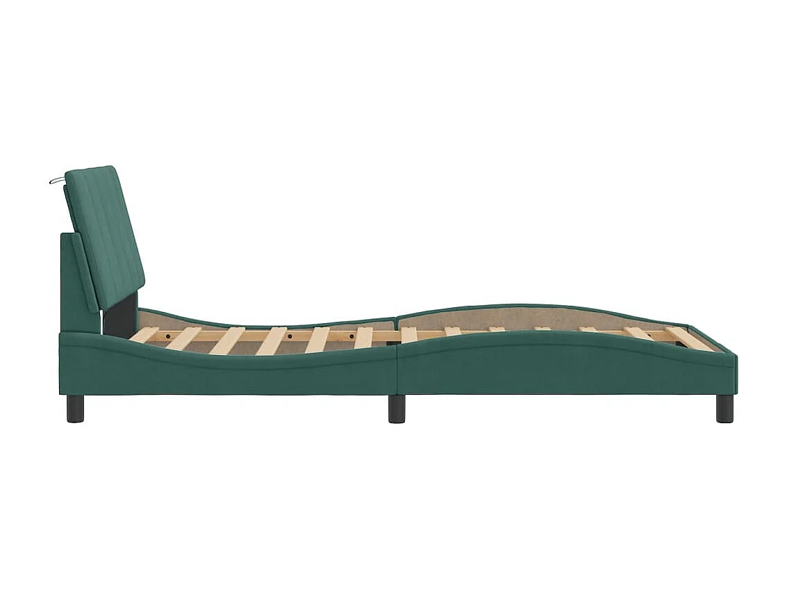 Cadre de lit avec LED sans matelas vert foncé 100x200cm velours