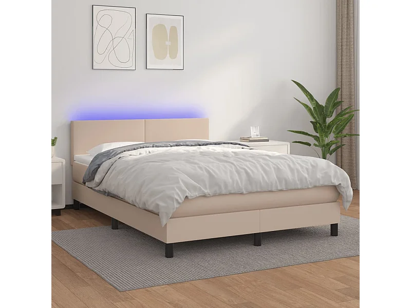 Sommier à lattes de lit avec matelas LED Cappuccino 140x190 cm