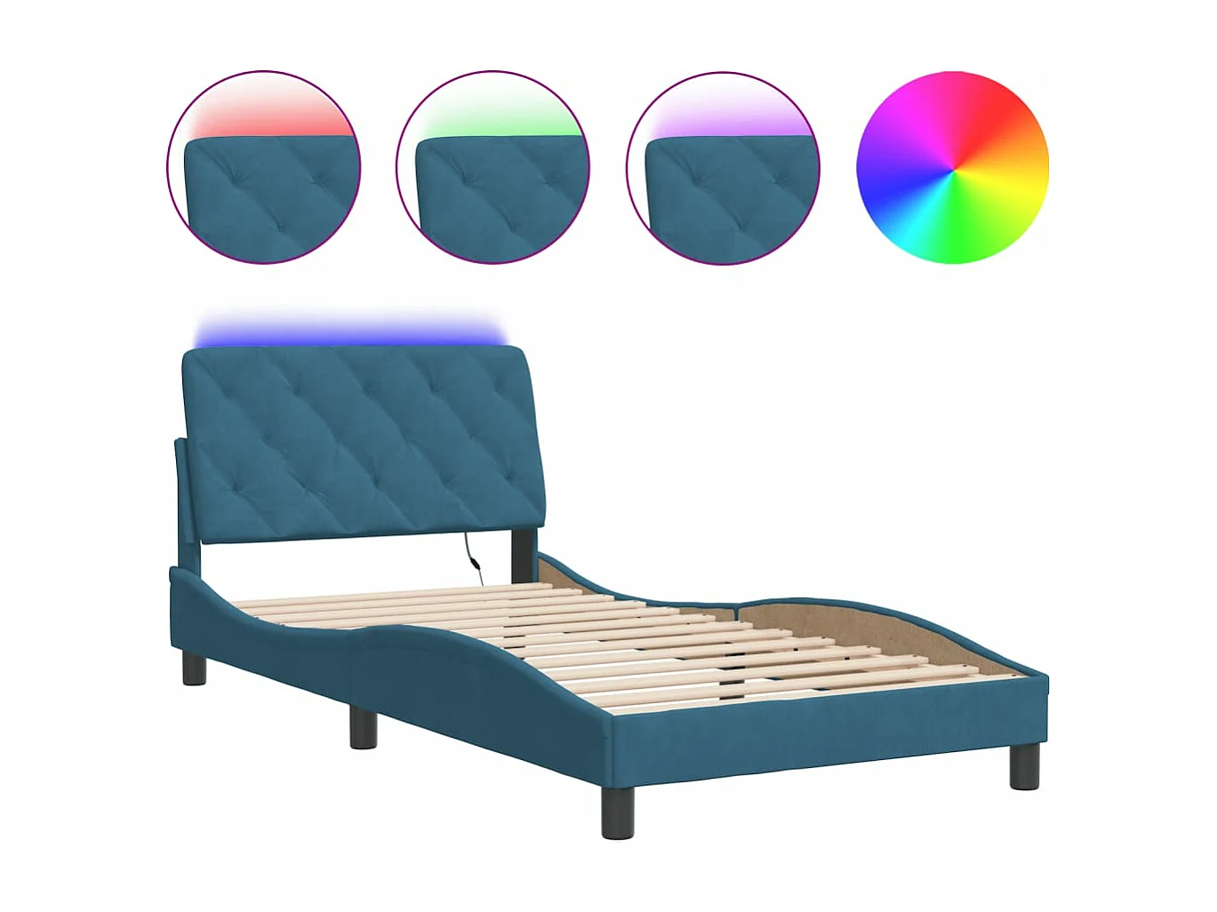 Bettgestell mit LED-Leuchten Blau 100x200 cm Samt