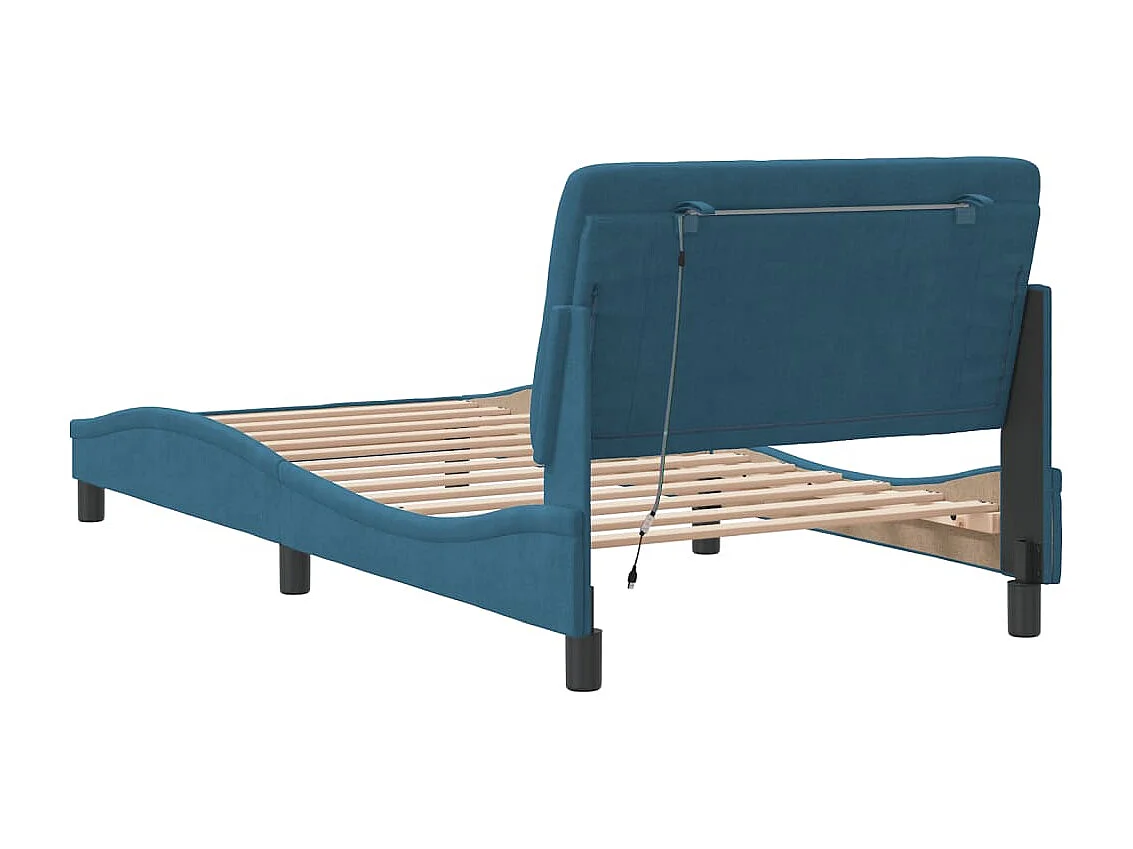 Bettgestell mit LED-Leuchten Blau 100x200 cm Samt