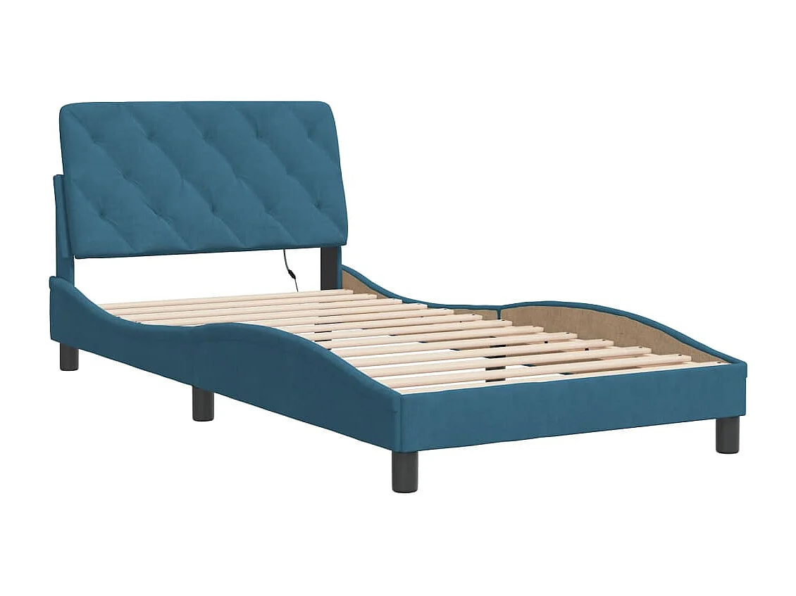 Cadre de lit avec LED sans matelas bleu 100x200 cm velours