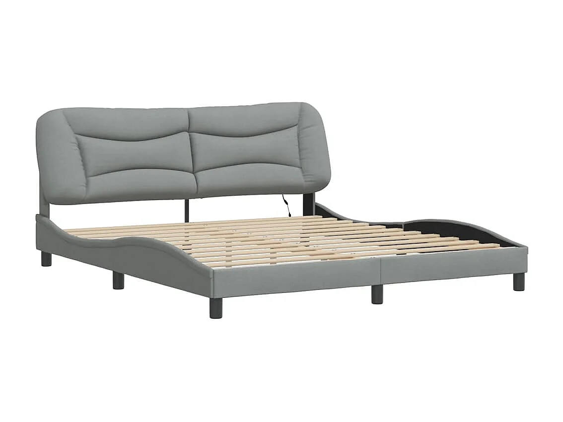 Giroletto con Luci LED Grigio Chiaro 180x200 cm in Tessuto