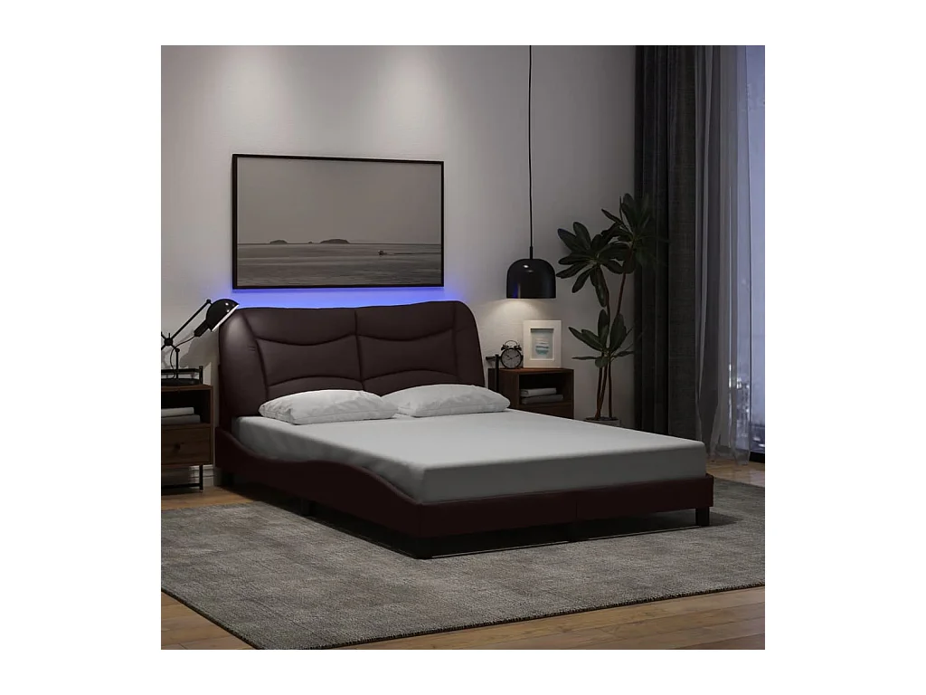 Giroletto con Luci LED Marrone Scuro 120x200 cm in Tessuto