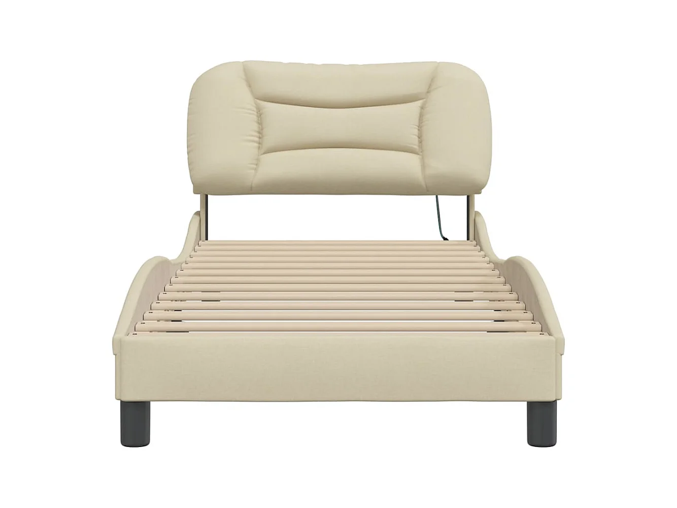 Estrutura de cama c/ luzes LED 90x190 cm tecido cor creme