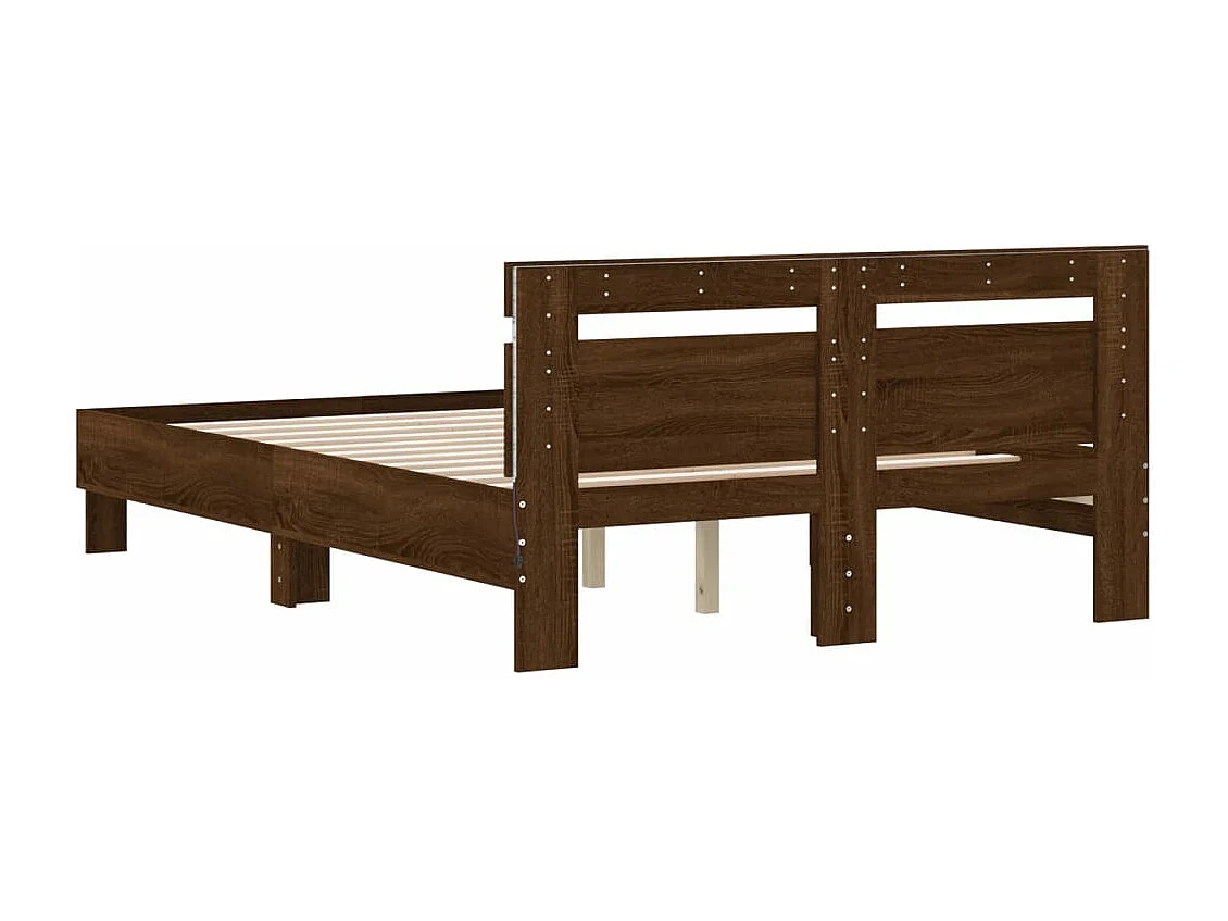 Cadre de lit avec LED sans matelas chêne marron 120x200 cm