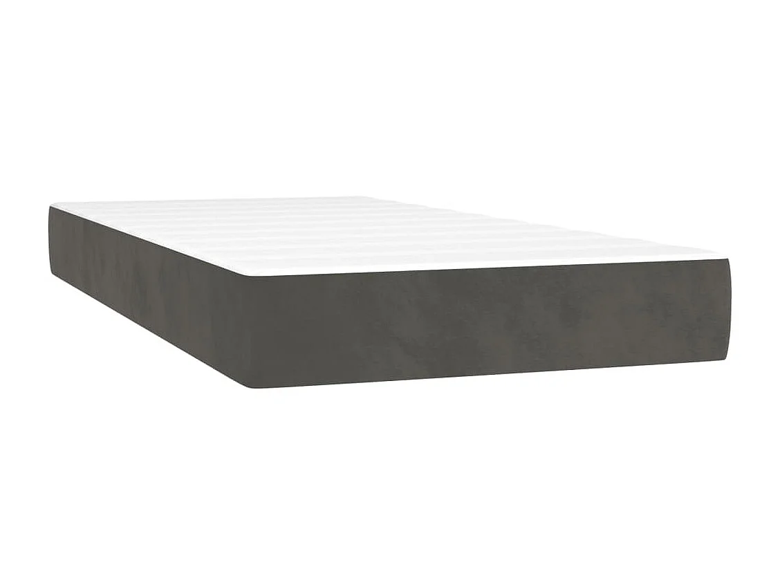 Cama box spring colchão LED 120x190cm couro artif. cinza-escuro