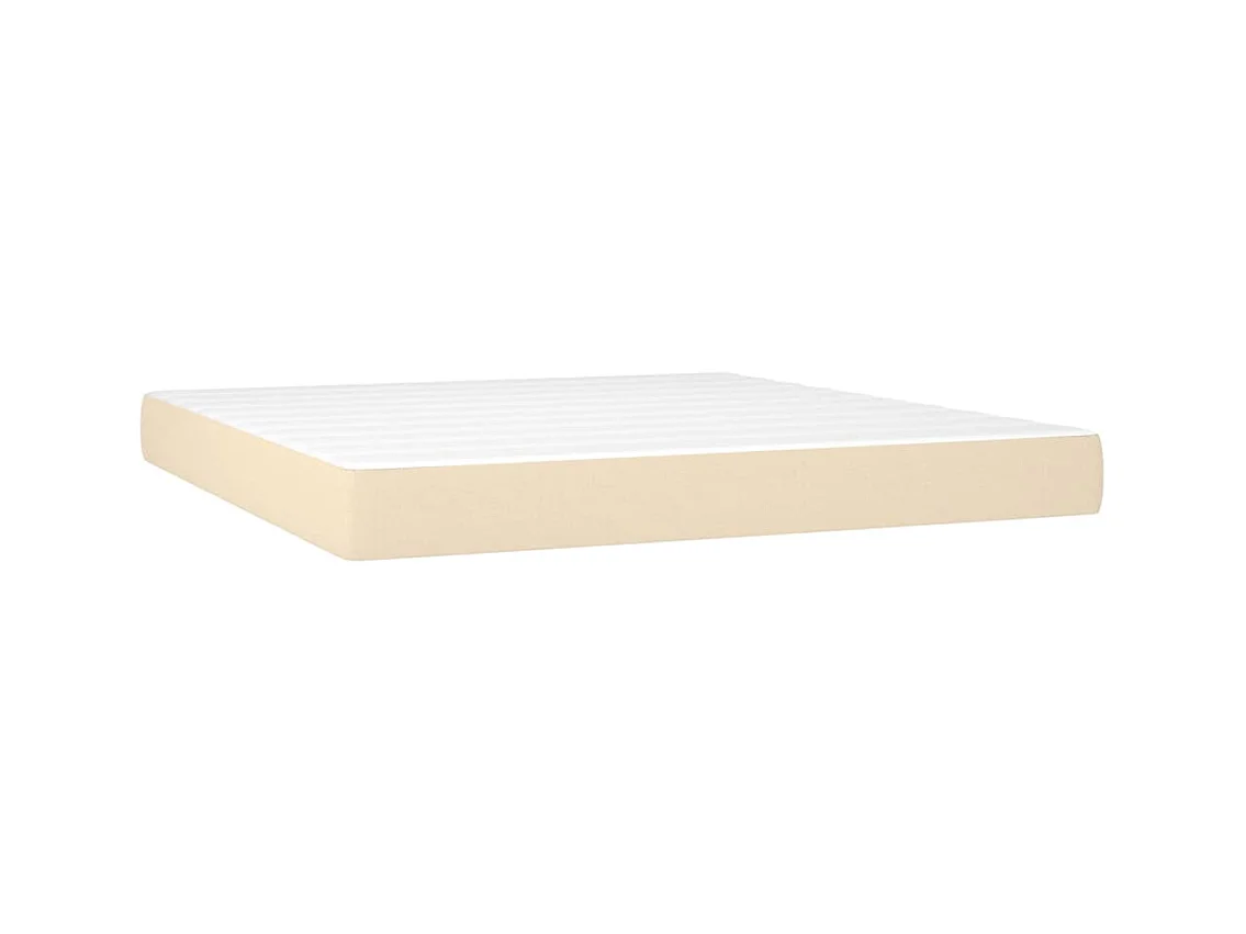 Sommier à lattes de lit matelas et LED Crème 180x200 cm Tissu