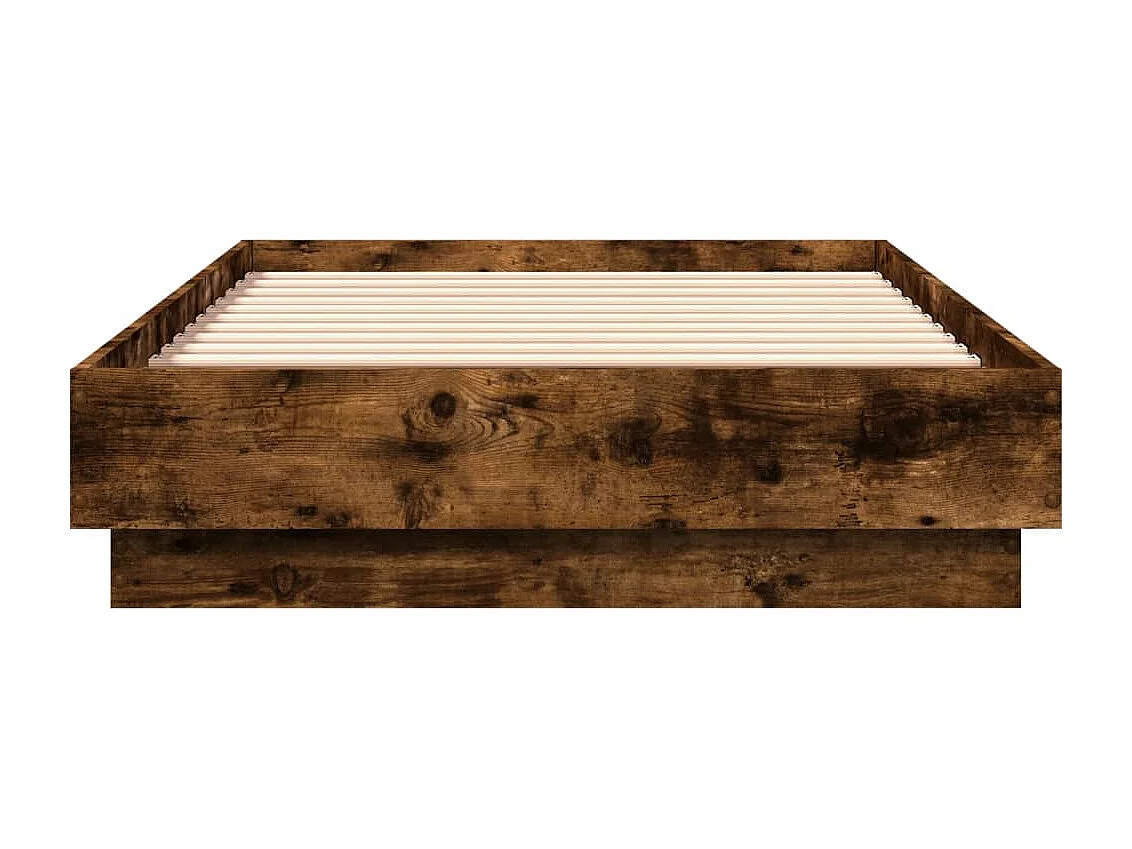 Cadre de lit sans matelas avec lumières LED chêne fumé 75x190cm