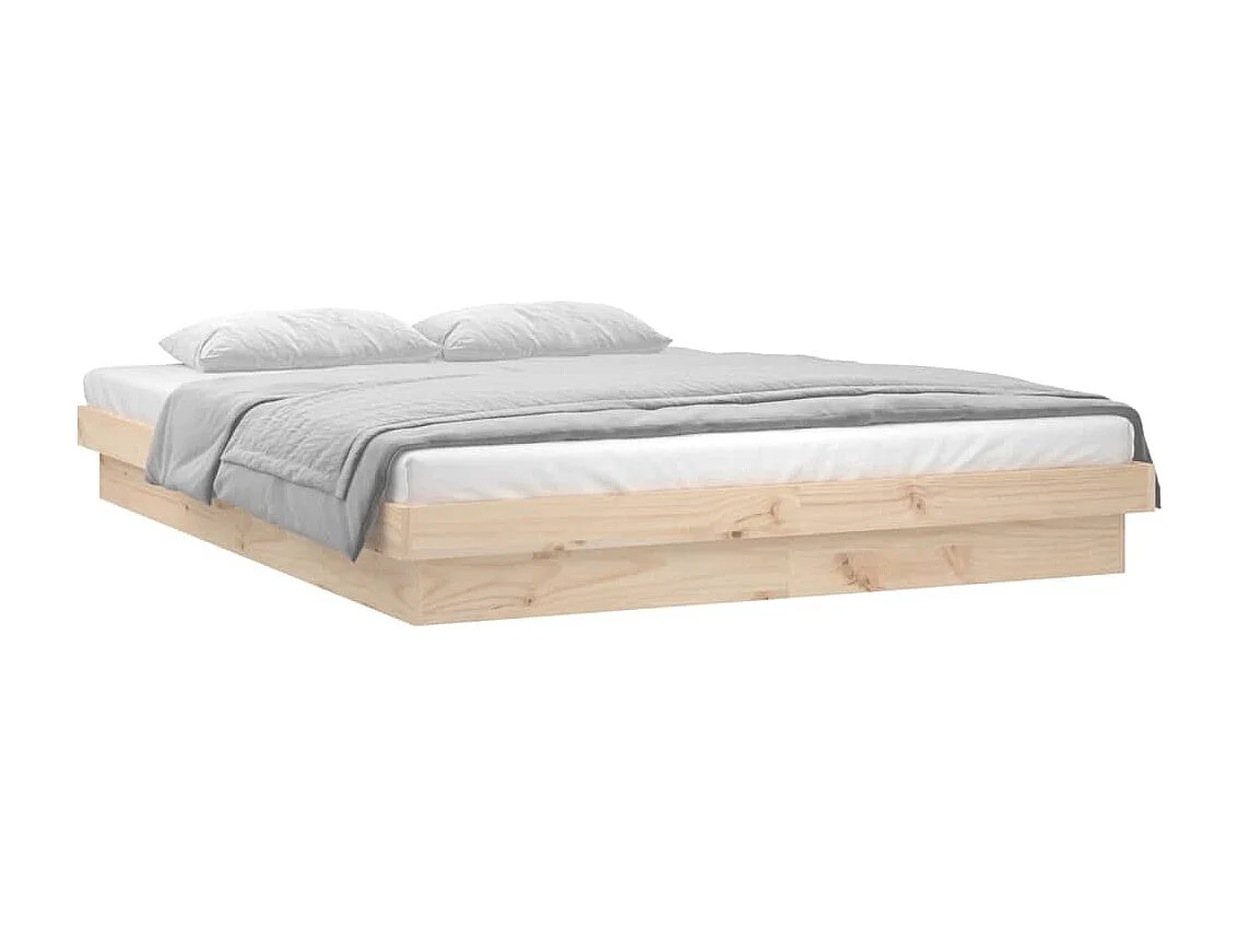 Cadre de lit à LED sans matelas 140x190 cm bois massif