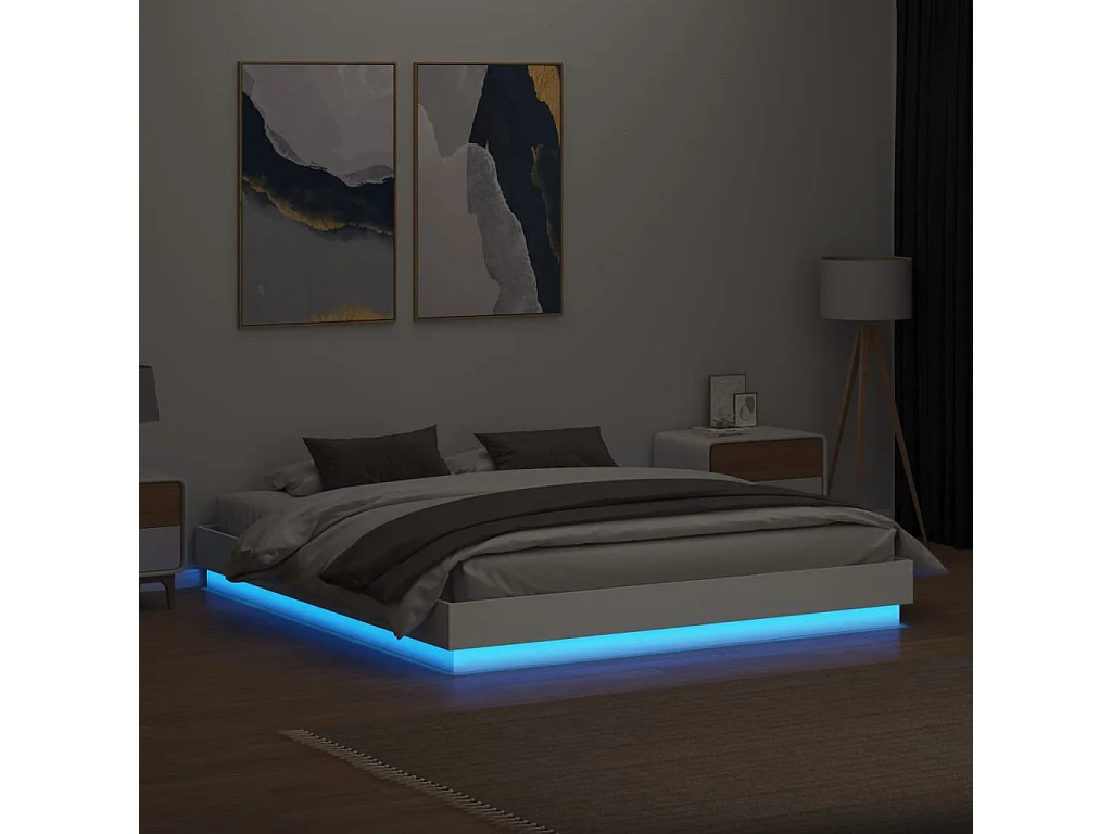 Bettgestell mit LED Weiß 200x200 cm