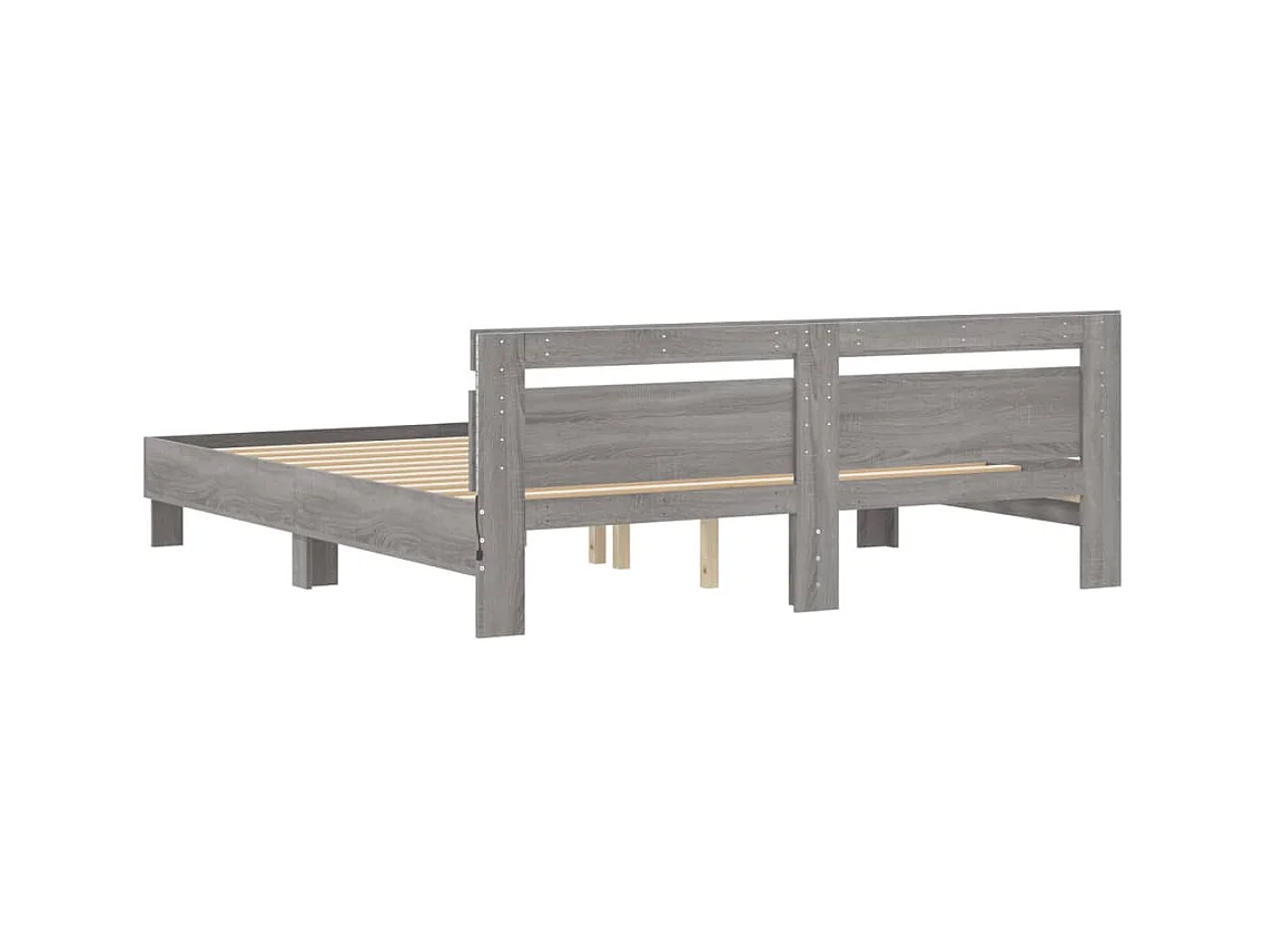 Cadre de lit avec LED sans matelas sonoma gris 200x200 cm