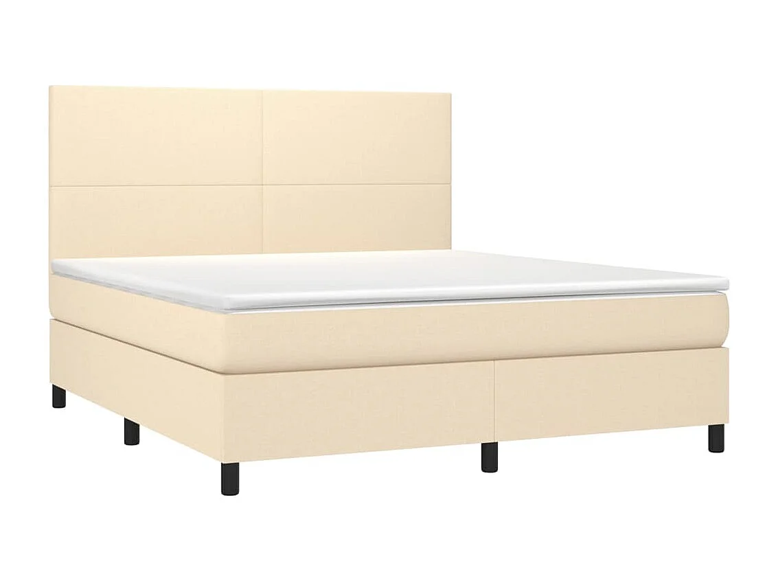 Sommier à lattes de lit et matelas et LED Crème 160x200cm Tissu