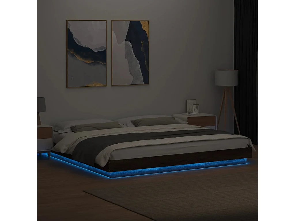Cadre de lit avec lumières LED sans matelas 200x200 cm