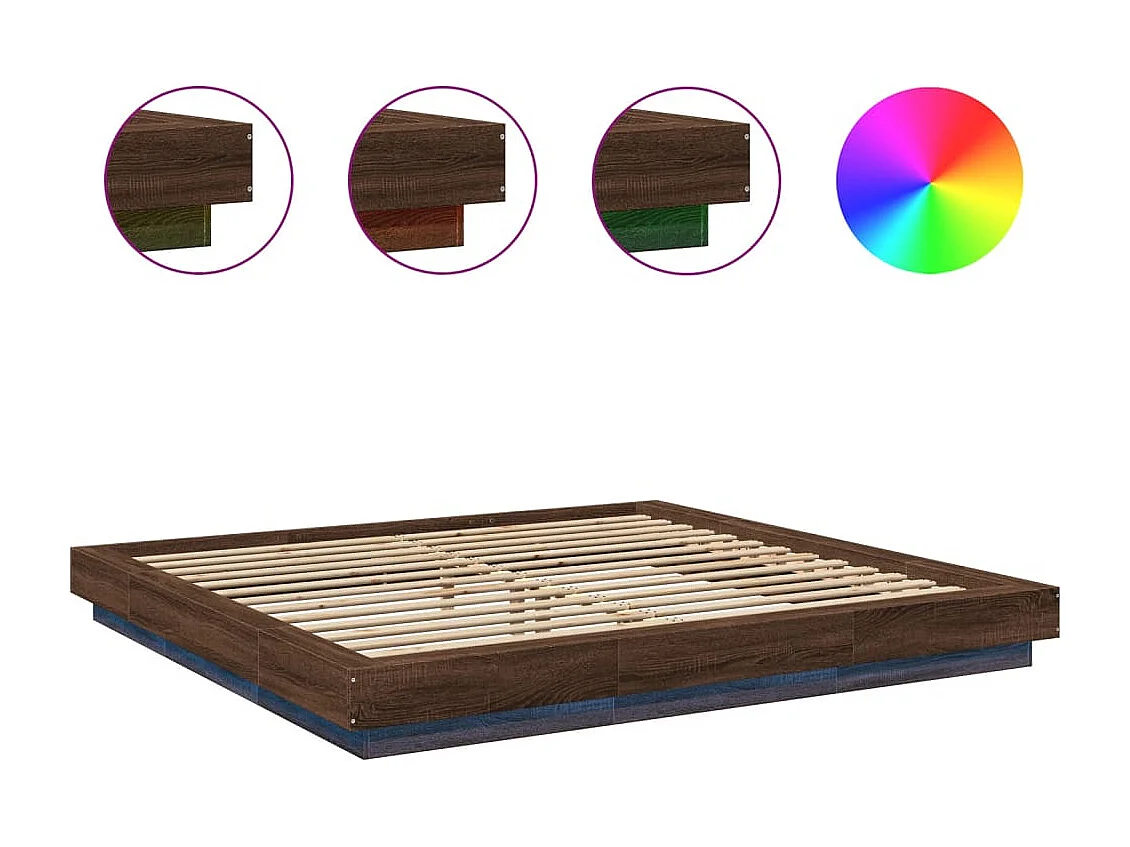 Cadre de lit avec lumières LED sans matelas 200x200 cm