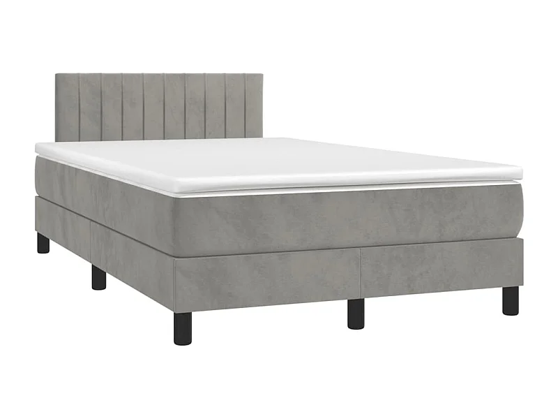 Sommier à lattes de lit avec matelas LED gris clair 120x190 cm