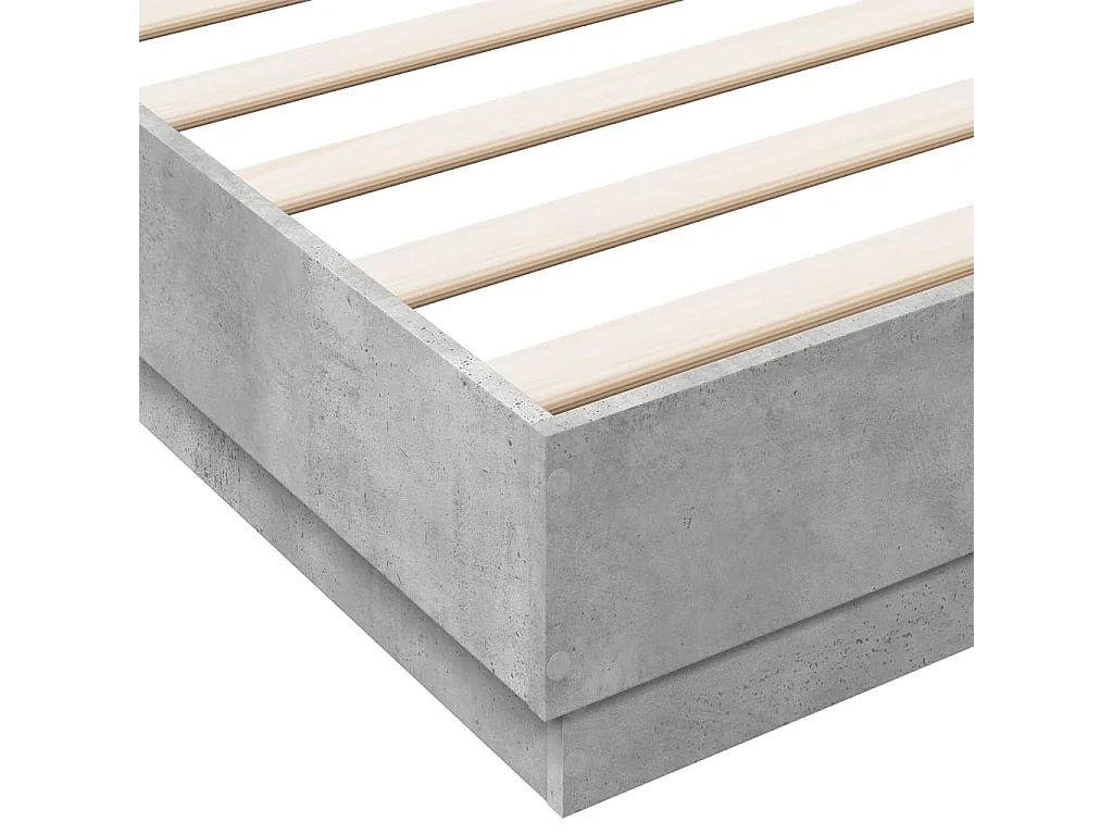 Bettgestell mit LED Betongrau 180x200 cm