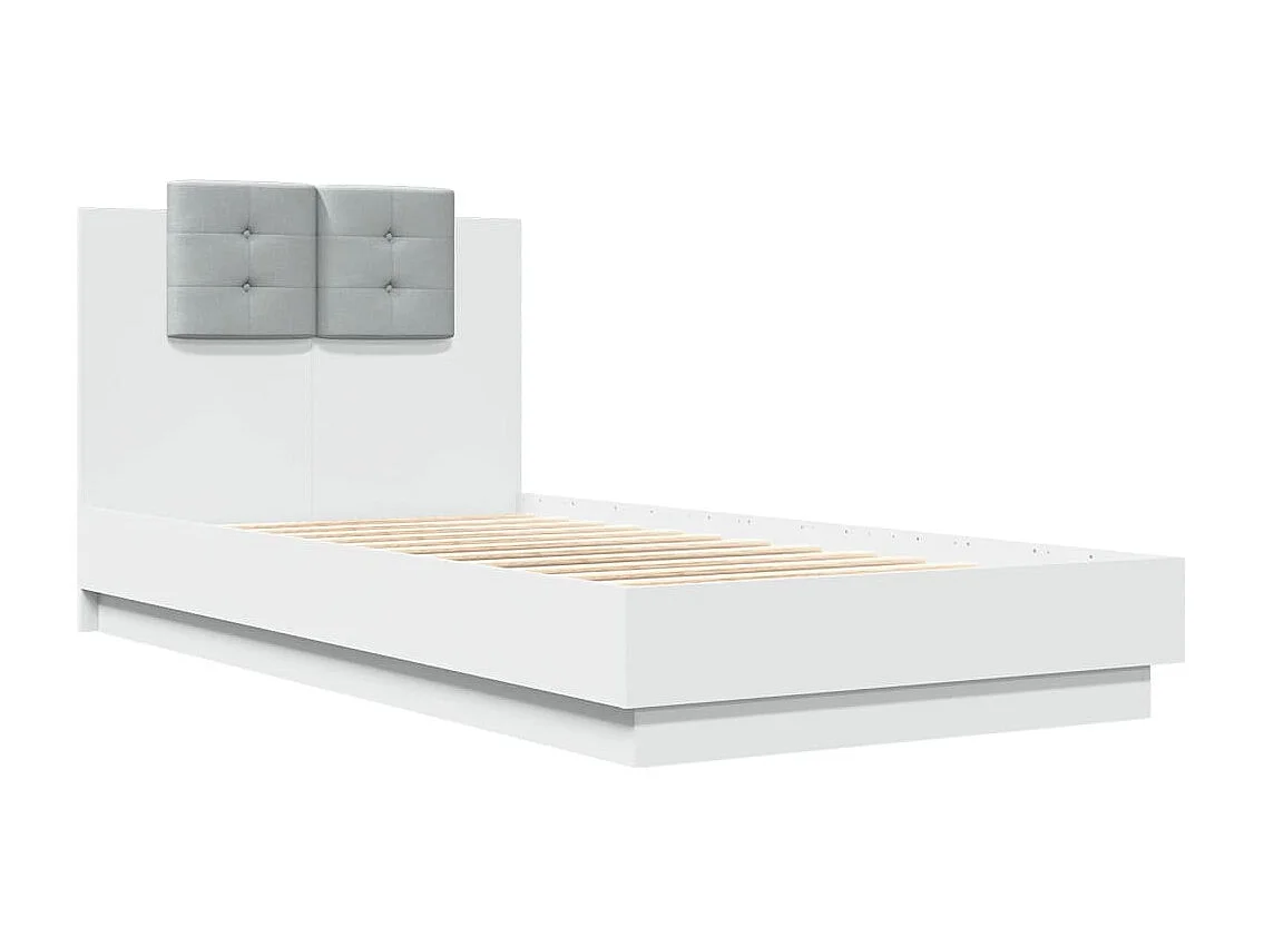 Bedframe met hoofdbord en LED-verlichting wit 75x190 cm