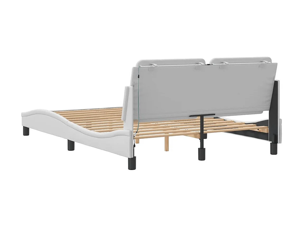 Giroletto con Luci LED Bianco 140x200 cm in Similpelle