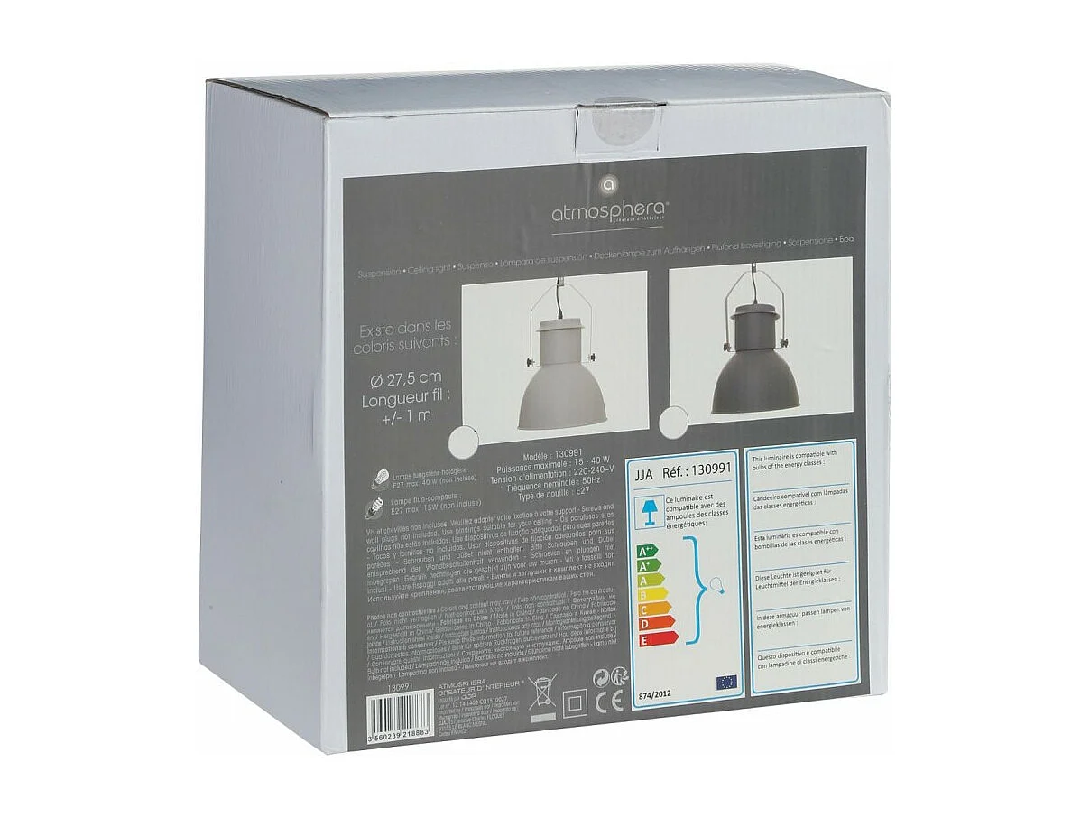 Suspension "Factory" Métal 27cm Blanc