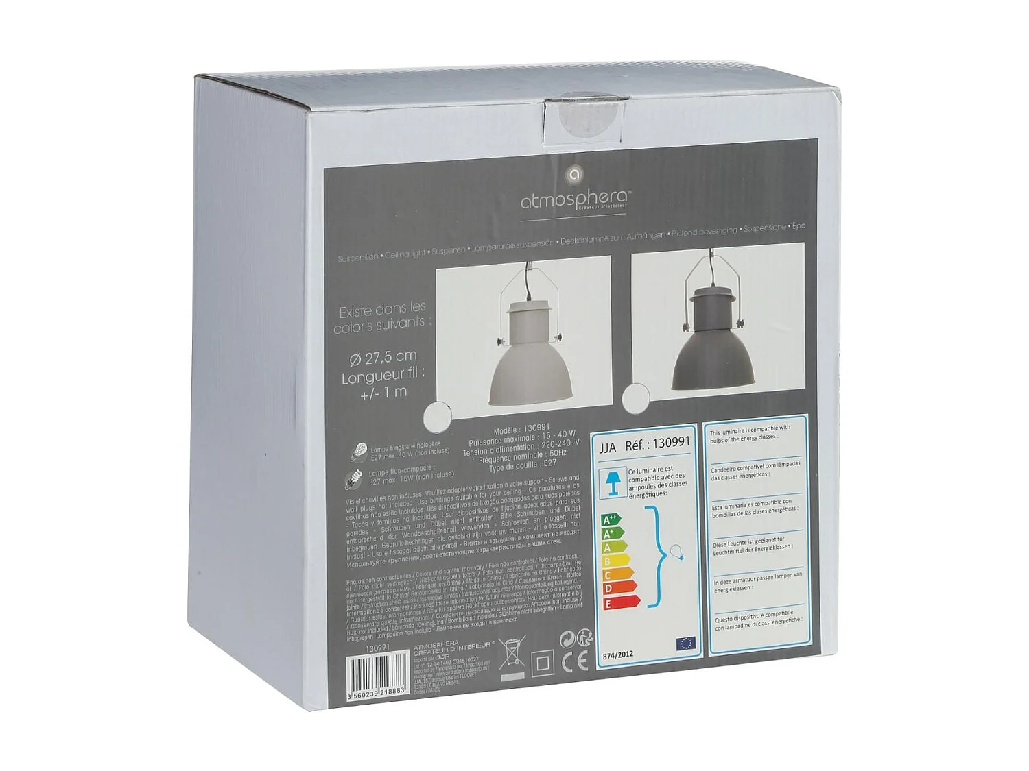 Suspension "Factory" Métal 27cm Blanc