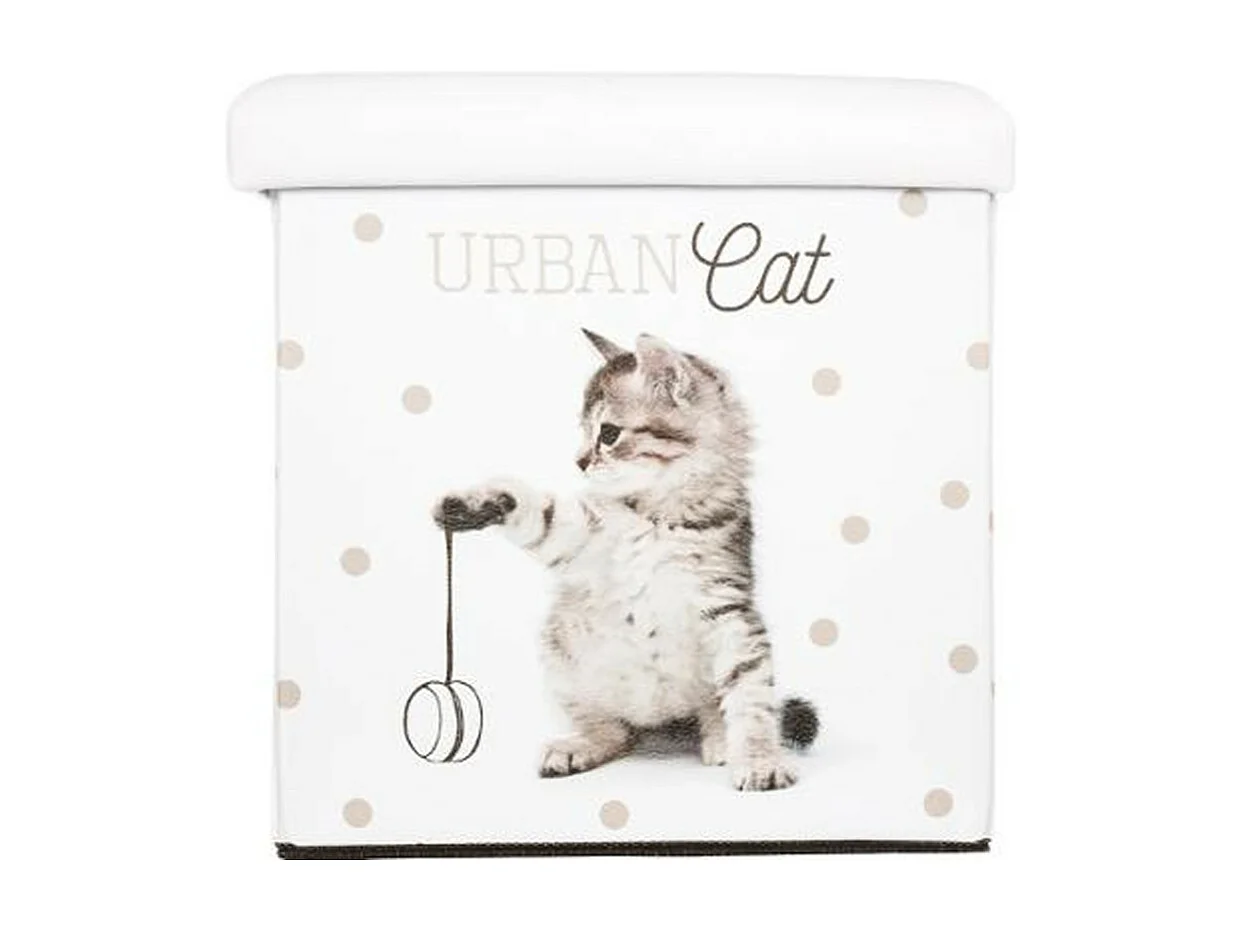 Pouf Coffre Pliable "Urban Cat" 38cm Gris