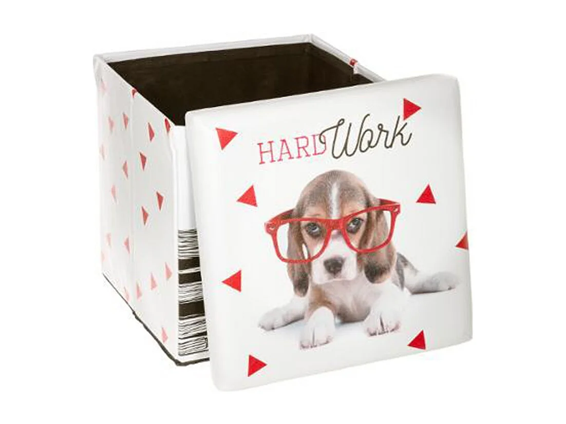 Pouf Coffre Pliable "Urban Cat" 38cm Gris