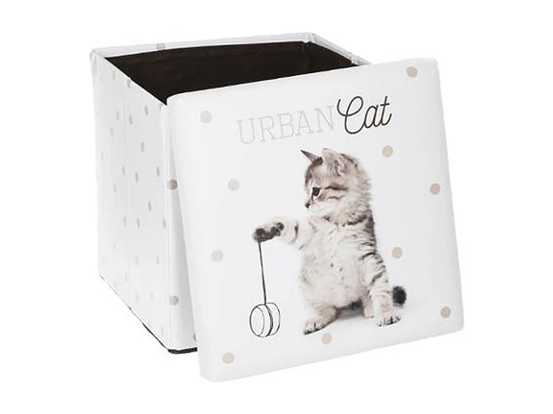 Pouf Coffre Pliable "Urban Cat" 38cm Gris