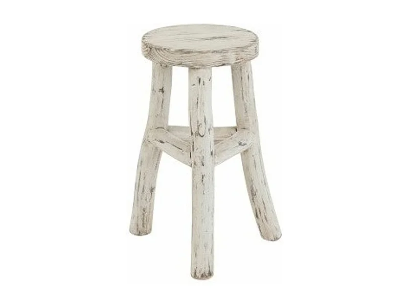 Tabouret Rond en Bois "Menor" 50cm Blanc