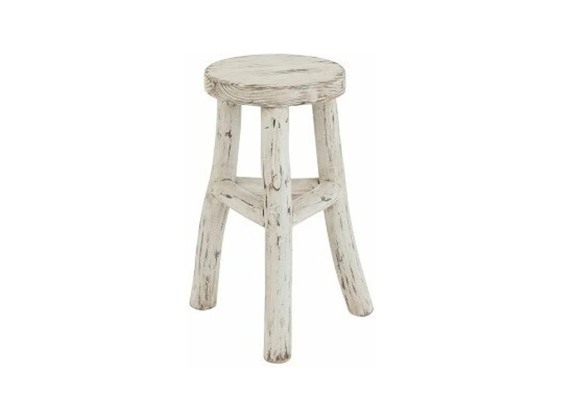 Tabouret Rond en Bois "Menor" 50cm Blanc