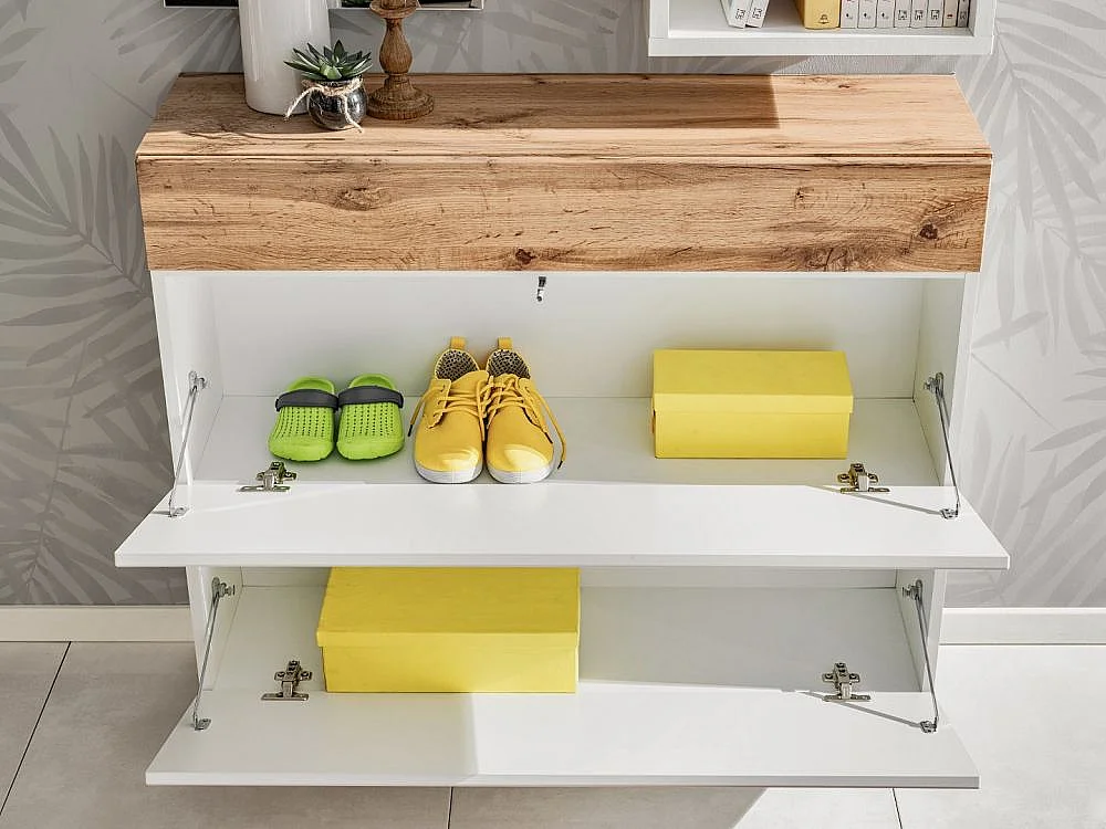 Szafka na buty wisząca EASY biała/dąb wotan