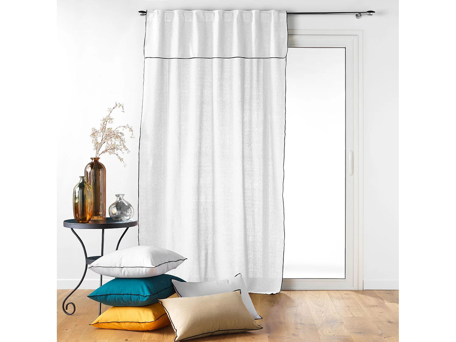 Voile Vorhang aus recycelter Baumwolle mit verdeckten Schlaufen 140 x 240 cm