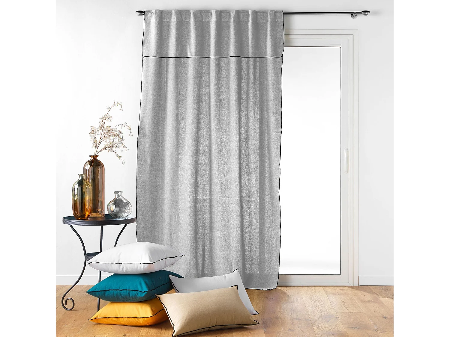 Rideau à Passants "Mistraline" 140x240cm Gris Chiné