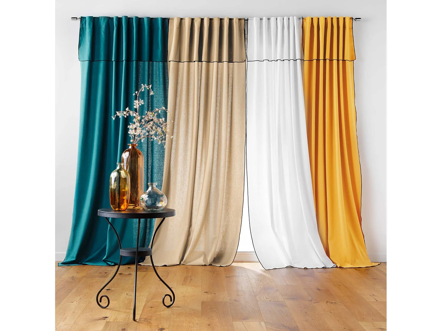 Voile Vorhang aus recycelter Baumwolle mit verdeckten Schlaufen 140 x 240 cm