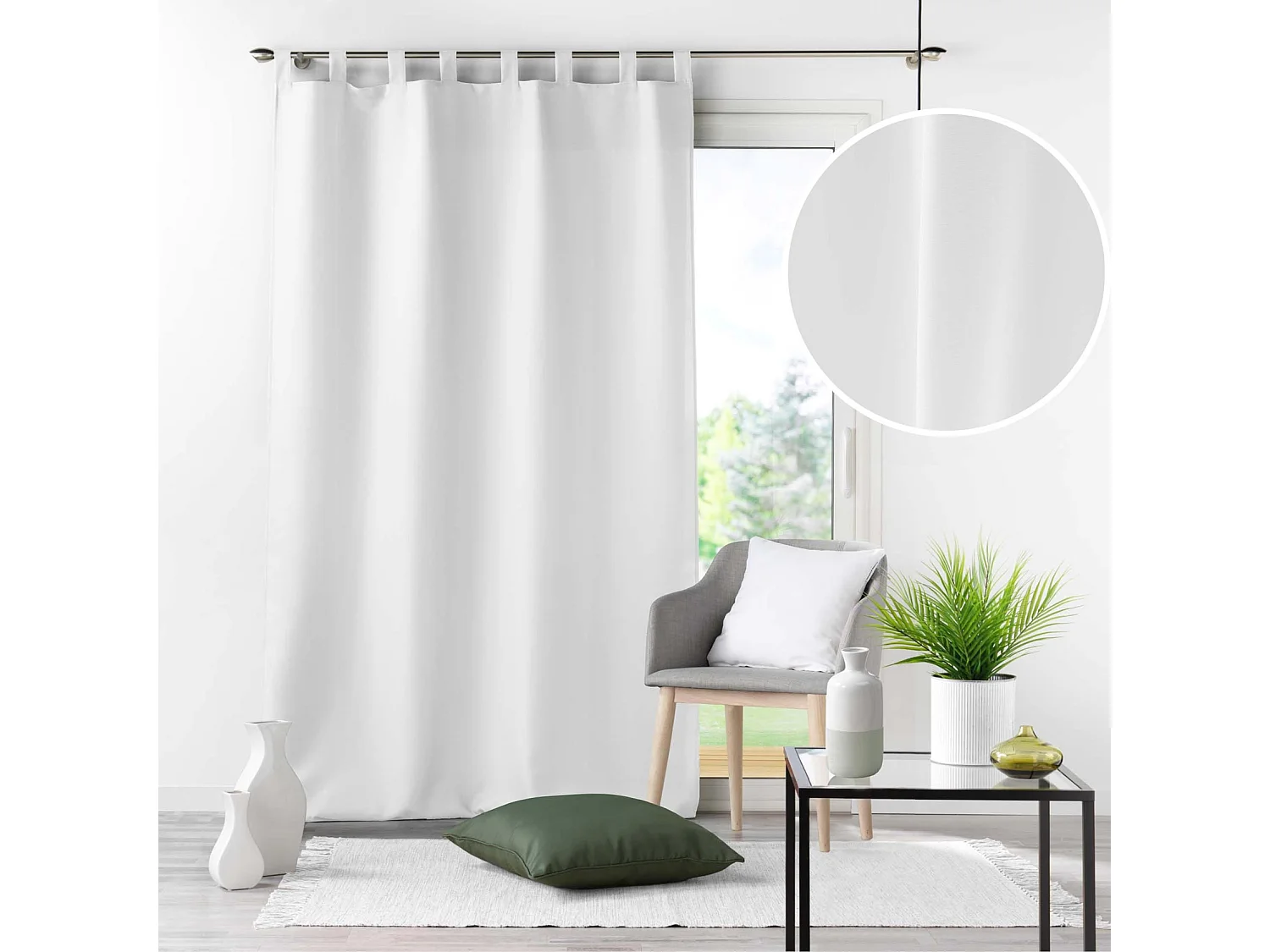 Rideau à Passants "Essentiel" 140x260cm Blanc