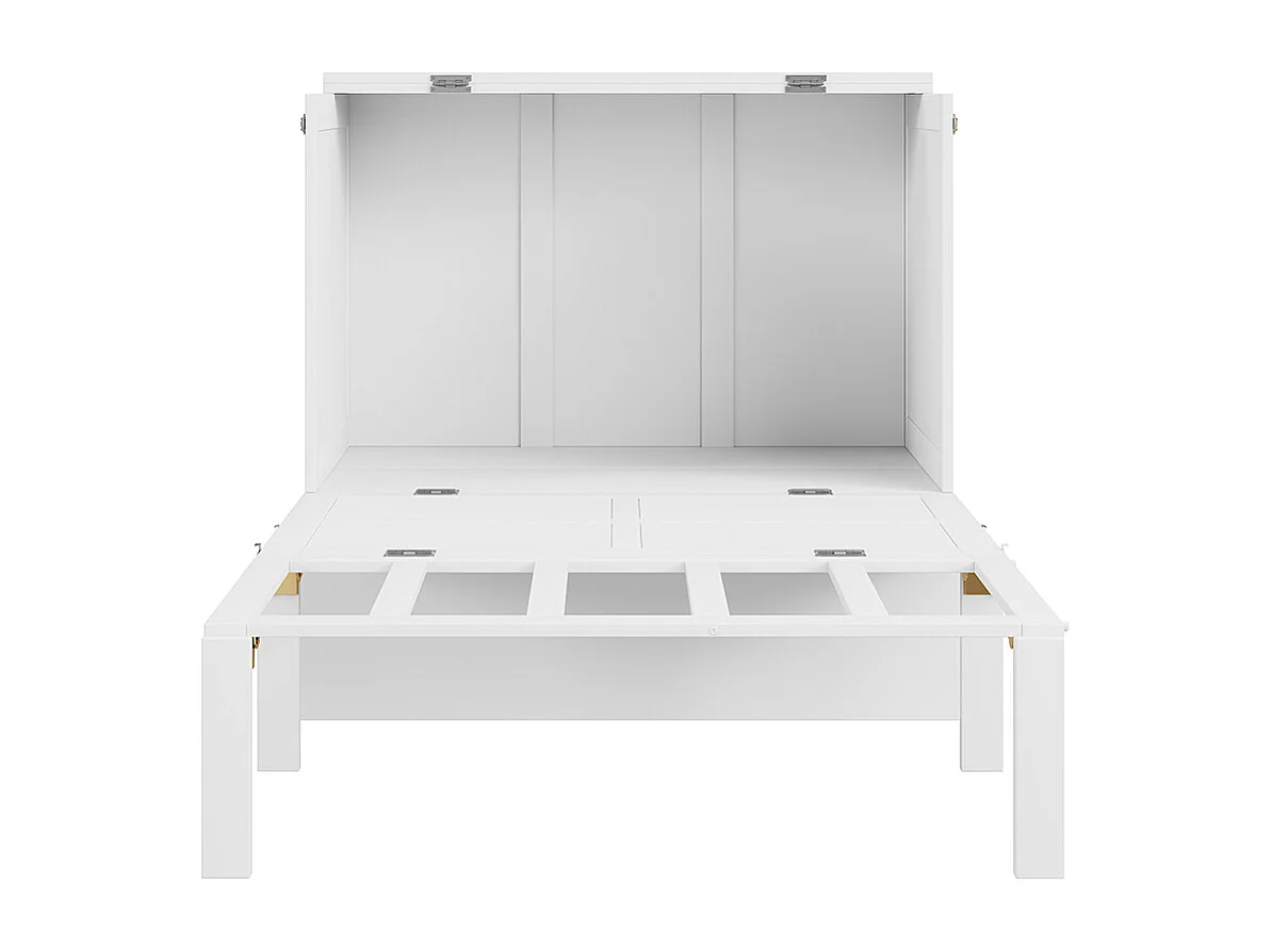 Cama roupeiro 90x200 cm, cama de parede com base de ripas, cama rebatível de parede, cama roupeiro vertical, branco